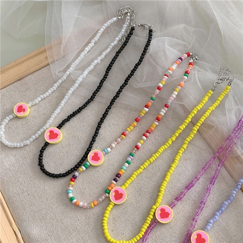 Trend Simple Acrylic Colorful Resin Bead Love Heart Choker Couples Necklace for Women Girls Party Jewelry Anniversary Gift 2021
Trend Simple Acrylic Colorful Resin Bead Love Heart Choker Couples Necklace for Women Girls Party Jewelry Anniversary Gift 2021