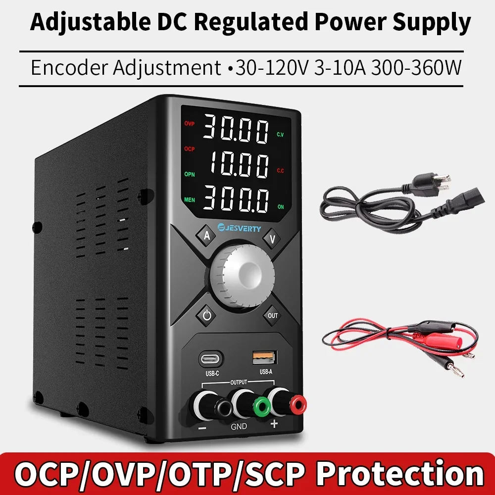 

Adjustable DC Power Supply 30V10A Lab Bench Power Supply Encoder Regulation Laboratory Power Supply Voltage Regulator Switch