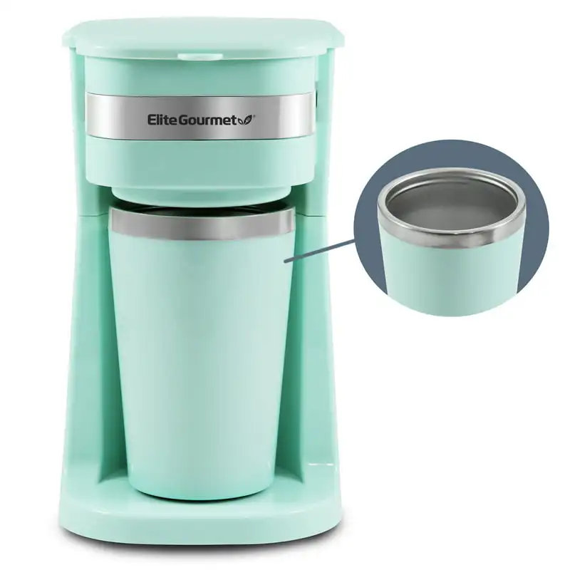 

Coffee Maker with Stainless Steel Interior Travel Mug, Mint
