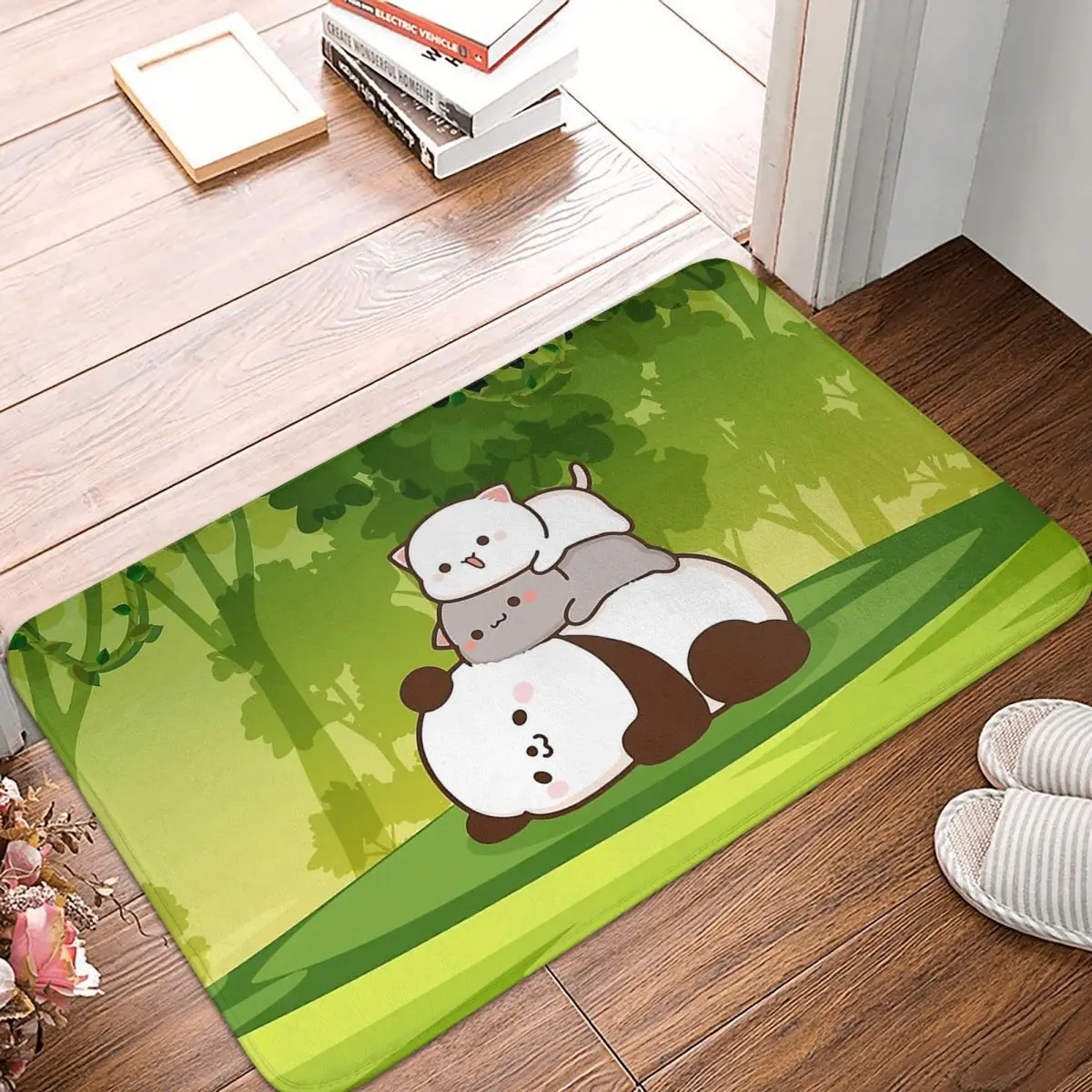

Peach Cat Non-slip Doormat Goma Had Fun In The Forest With A Panda Bath Bedroom Mat Outdoor Carpet Indoor Modern Decor