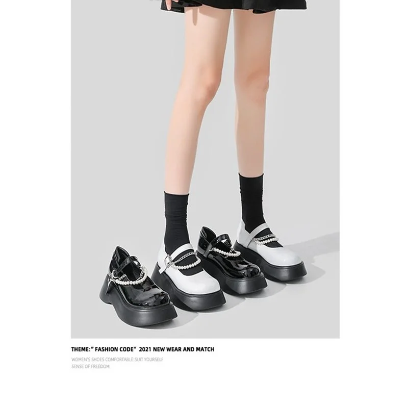 2022 New One Shoe Two Wear Thick-soled Small Leather Shoes Women's Removable Pearl Chain Loafers Round Toe Big Toe Shoes Autumn
2022 New One Shoe Two Wear Thick-soled Small Leather Shoes Women's Removable Pearl Chain Loafers Round Toe Big Toe Shoes Autumn