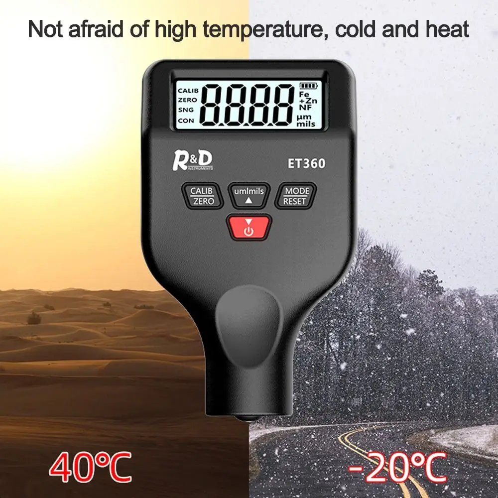 ET360 Mini Micron Level Paint Thickness Meter High Precision Car Paint Coating Thickness Gauge Fe/NFe Fe+ Zn
ET360 Mini Micron Level Paint Thickness Meter High Precision Car Paint Coating Thickness Gauge Fe/NFe Fe+ Zn