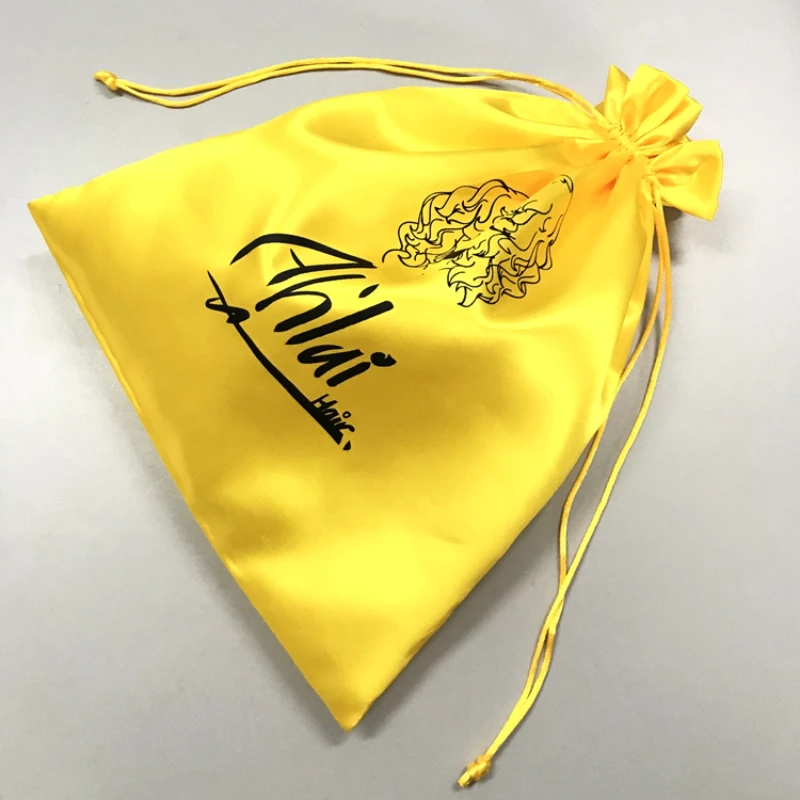 

Satin Gift Bag Wrapping Sachet Print Logo Packaging Jewelry/Makeup/Cosmetic/Wedding/Party/Hair/Shoe Silk Drawstring Pouch 50PCS