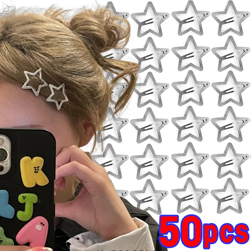 50 шт. серебряные заколки для волос в форме звезды для девочек Y2K Милая звезда заколка для женщин простой металлический зажим головной убор а...
50 шт. серебряные заколки для волос в форме звезды для девочек Y2K Милая звезда заколка для женщин простой металлический зажим головной убор а...
