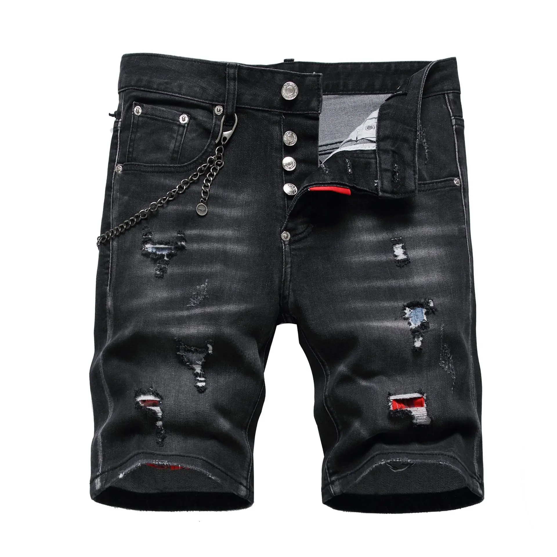 

2023 Men Black Jeans Luxury Brands Men Clothing Men Street Slim Fit Jeans Quality Summer Classic Denim Shorts Men Ripped Jeans