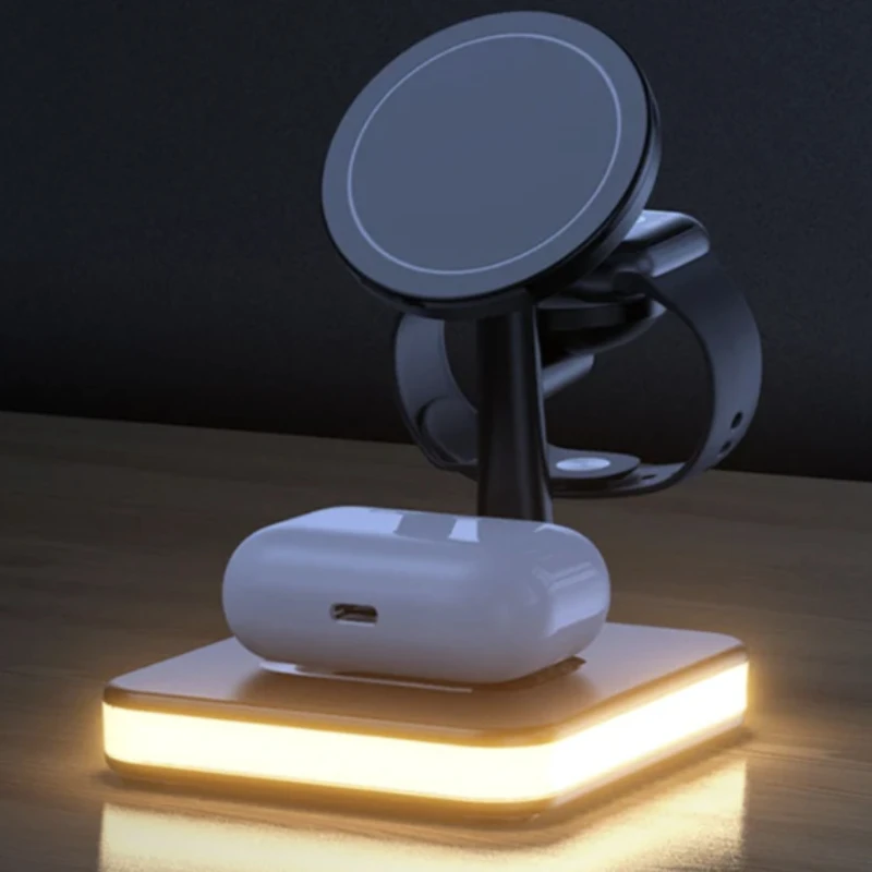 25W Magnetic Wireless Charger Stand Dock for IPhone 4 In 1Charging Stand Wireless Charging with LED Light
25W Magnetic Wireless Charger Stand Dock for IPhone 4 In 1Charging Stand Wireless Charging with LED Light