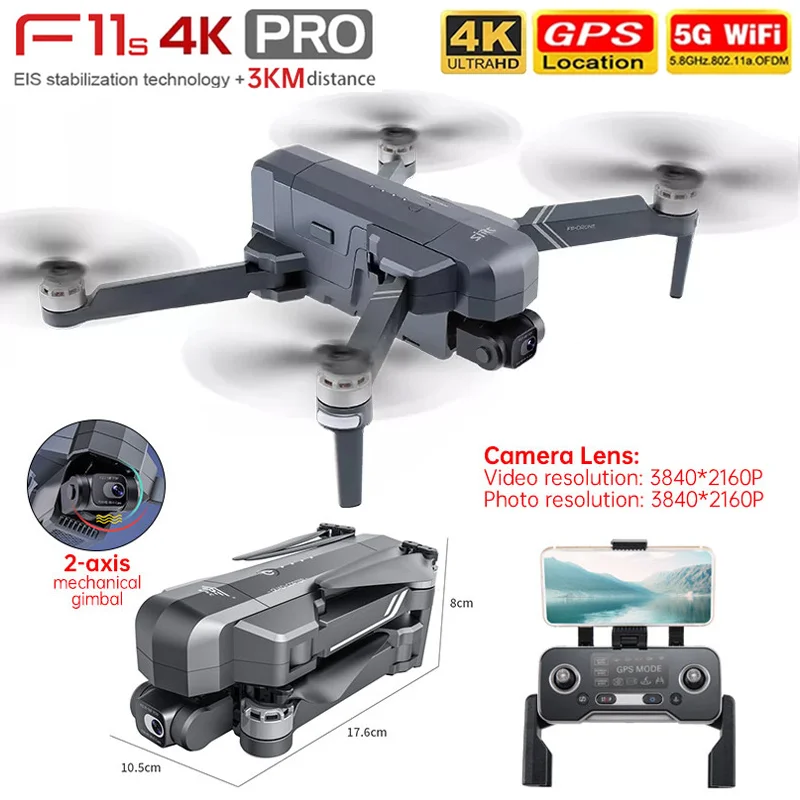 Квадрокоптер SJRC F11s 4K Pro, профессиональный складной бесщеточный Дрон с GPS, Wi-Fi, EIS, 2 оси, 3 км, VS Hubsan H117
Квадрокоптер SJRC F11s 4K Pro, профессиональный складной бесщеточный Дрон с GPS, Wi-Fi, EIS, 2 оси, 3 км, VS Hubsan H117