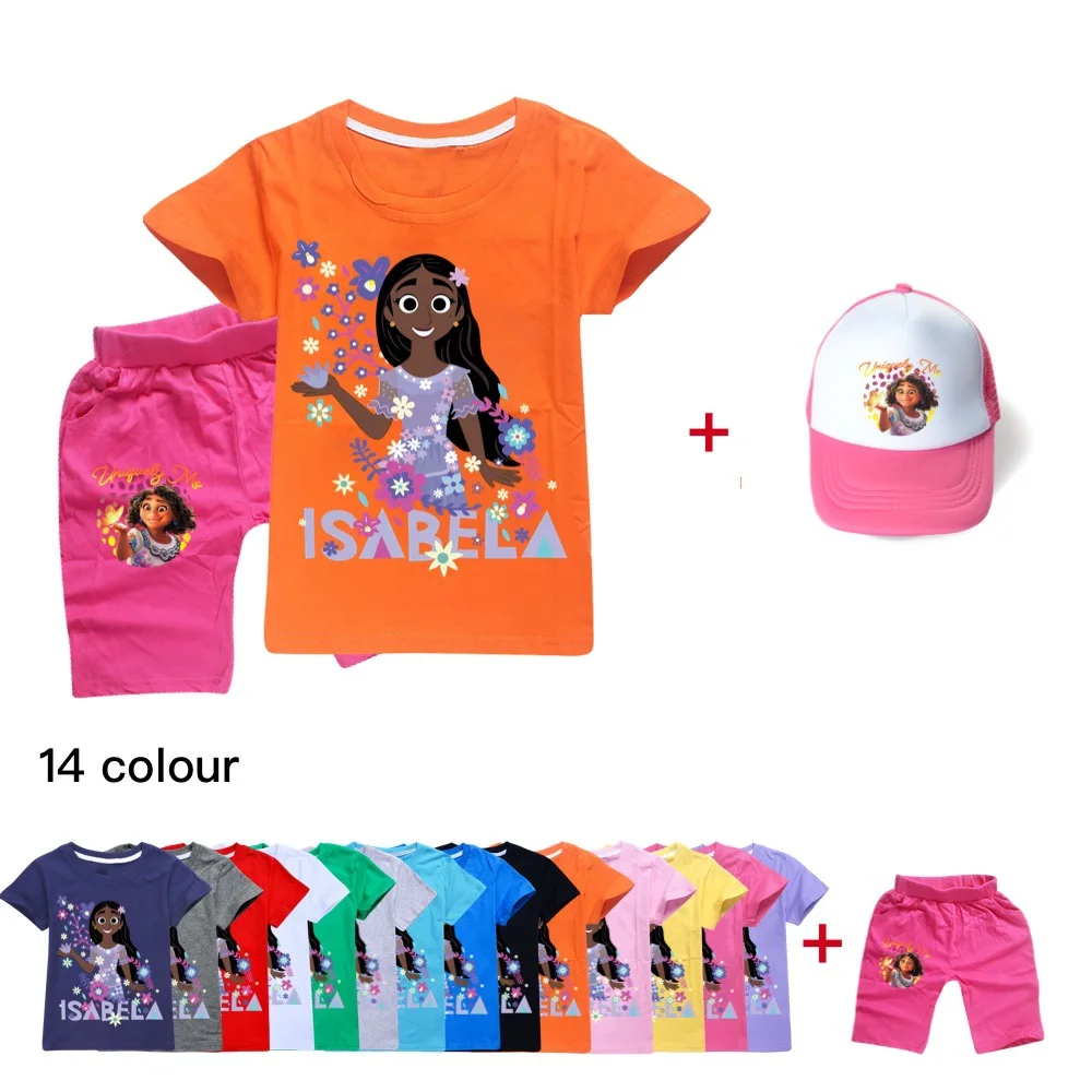 2022 Summer Disney Boys Clothes New Movie Encanto Cartoon Print Cotton 2-16 Years Old Girls T-Shirt + Shorts + Cap Set
2022 Summer Disney Boys Clothes New Movie Encanto Cartoon Print Cotton 2-16 Years Old Girls T-Shirt + Shorts + Cap Set