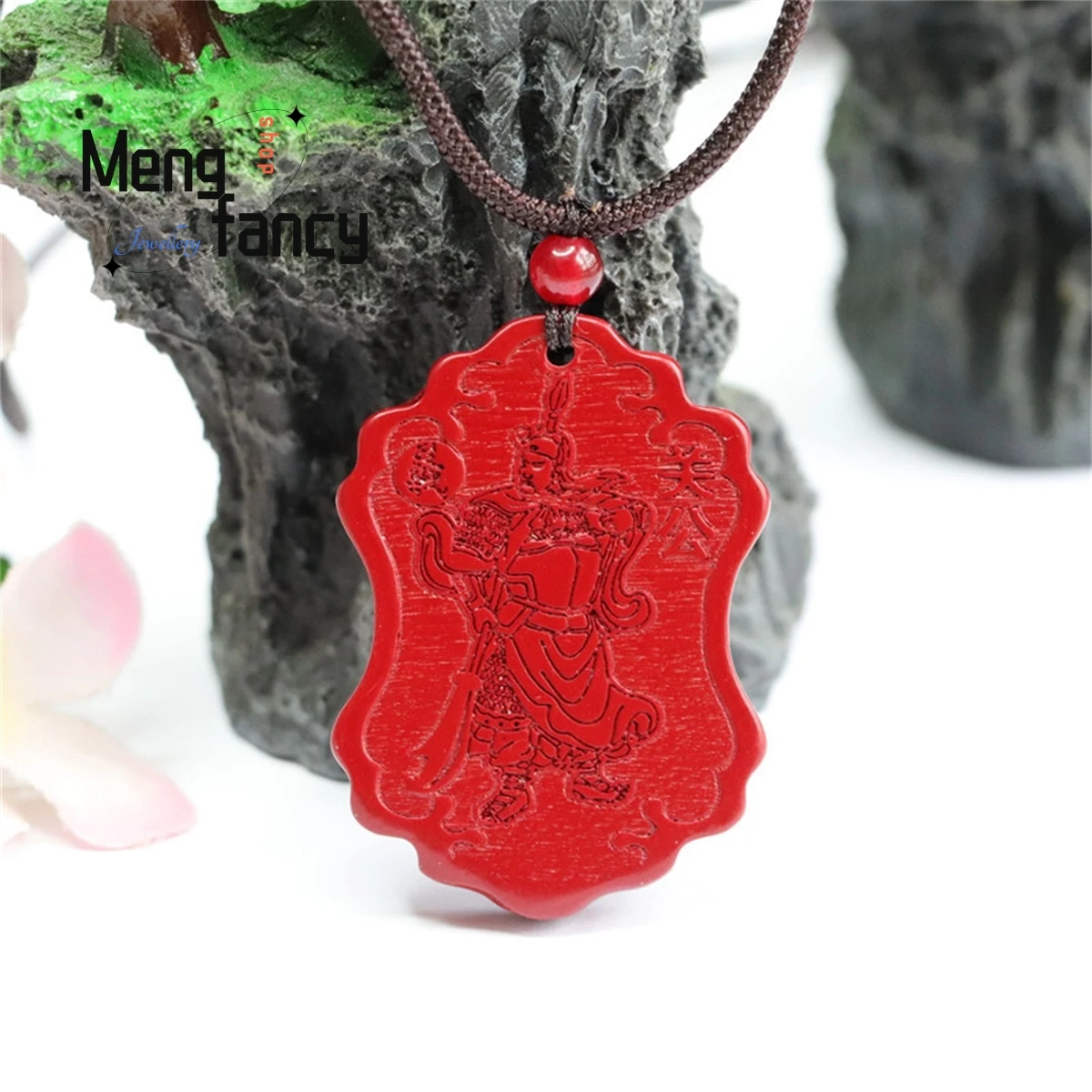 

Natural Cinnabar Purple Gold Sand Guan Gong Pendant Simple Generous Charm Fashion Men Women Amulet Mascot Holiday Gift Souvenir