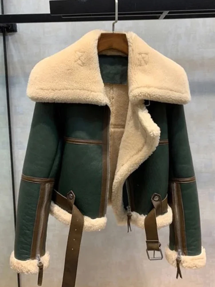Winter Women Jacket Autumn Winter Clothes Green Faux Leather Stitching Motorcycle Jacket Short Coat Vintage Flocking Streetwear
Winter Women Jacket Autumn Winter Clothes Green Faux Leather Stitching Motorcycle Jacket Short Coat Vintage Flocking Streetwear