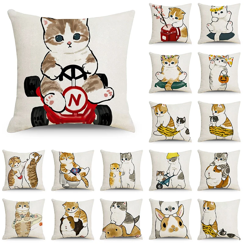 45x45cm Cute Cat Linen Pillow Case Lazy Kitten Animal Cushion Cover Sofa Living Room Waist Pillowslip Chair Home Decoration
45x45cm Cute Cat Linen Pillow Case Lazy Kitten Animal Cushion Cover Sofa Living Room Waist Pillowslip Chair Home Decoration