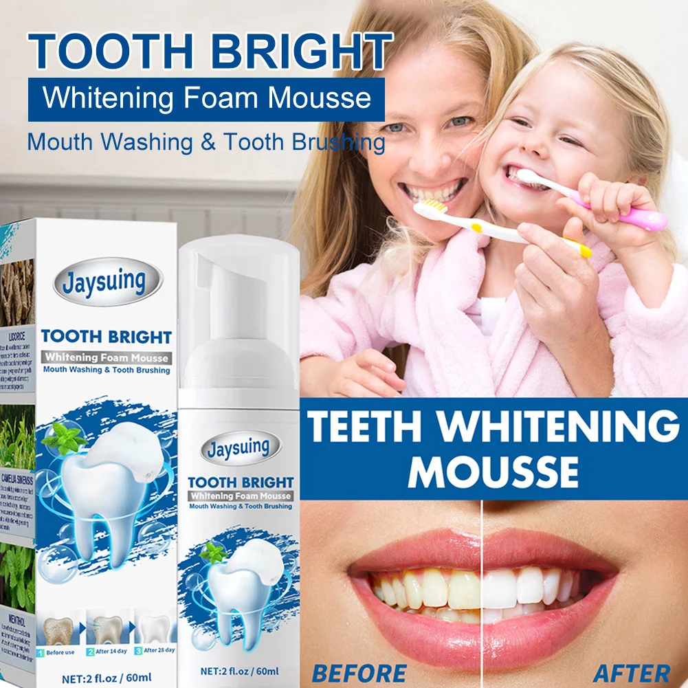 Tooth Whitening Mousse Toothpaste Stains Plaque Removal Dirt Teeth Cleansing Foam Mousse Fresh Breath Oral Cavity Care 60ml
Tooth Whitening Mousse Toothpaste Stains Plaque Removal Dirt Teeth Cleansing Foam Mousse Fresh Breath Oral Cavity Care 60ml