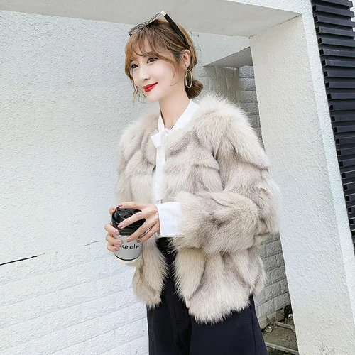

Fox Fur Coat Women Clothing Real Fur Coat Winter Leather Jacket Pink Fashion Korean Fox Fur Jacket and Coats Jaqueta Feminina Zm