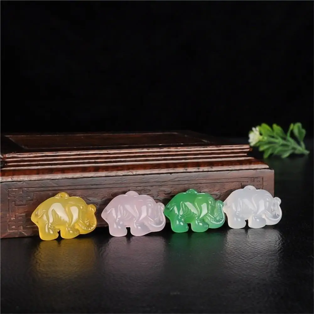 

Ice Colorful Agate Chalcedony Lucky Elephant Pendant Natural Fashion Decorations Engraver Fine Jewelry Amulet Women Men Necklace