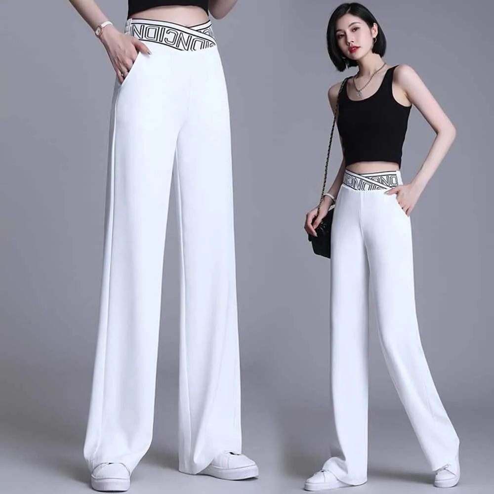 White Wide Leg Pant Women 2022 Summer Thin Cross Letter Elastic Waist Straight Long Pants Streetwear Loose High Waist Trousers
White Wide Leg Pant Women 2022 Summer Thin Cross Letter Elastic Waist Straight Long Pants Streetwear Loose High Waist Trousers