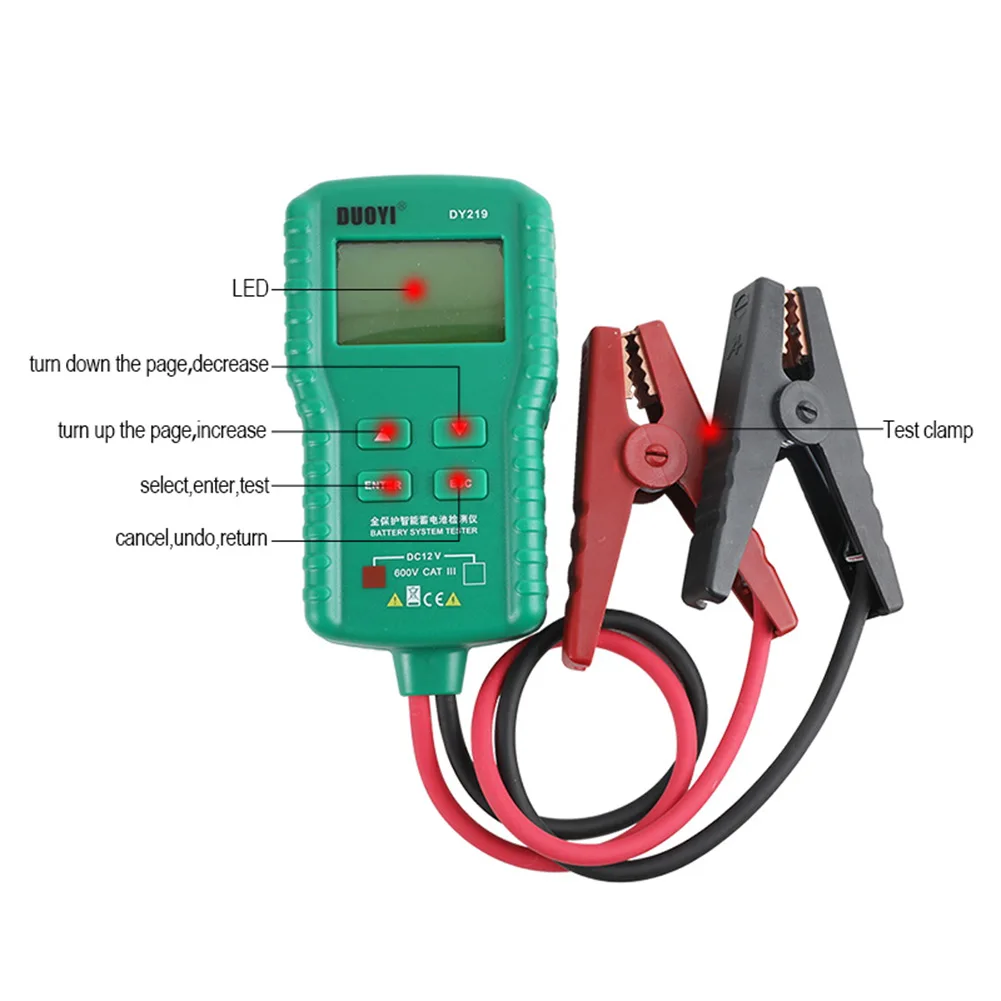 DY219 12V Car Battery Charger Tester LCD Digital Diagnostic Car Tools Automotive AH 2000CCA Voltage Battery Test Load Analyzers
DY219 12V Car Battery Charger Tester LCD Digital Diagnostic Car Tools Automotive AH 2000CCA Voltage Battery Test Load Analyzers