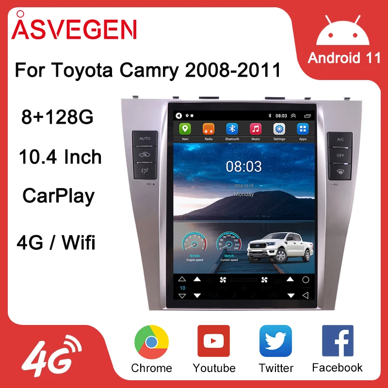 10.4” Android 11 Car Multimedia Player For Toyota Camry 2008-2011 Audio Radio GPS Navigation Wifi Bluetooth Tesla Stereo Screen
10.4” Android 11 Car Multimedia Player For Toyota Camry 2008-2011 Audio Radio GPS Navigation Wifi Bluetooth Tesla Stereo Screen