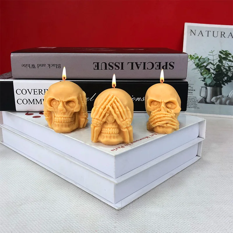 Skull Candle Mold DIY Halloween don't watch don't say don't listen skull aromatherapy candle cake silicone mold
Skull Candle Mold DIY Halloween don't watch don't say don't listen skull aromatherapy candle cake silicone mold