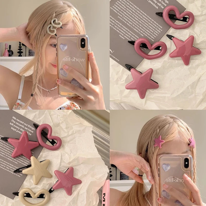1Pair Y2K Girls Cute Star Candy Color Bangs Side Clips Hollow Star Heart Shaped BB Hairpins Snap Clip For Girls Hair Accessories
1Pair Y2K Girls Cute Star Candy Color Bangs Side Clips Hollow Star Heart Shaped BB Hairpins Snap Clip For Girls Hair Accessories
