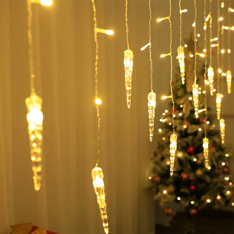 

Новый Рождественский светодиодный занавес в виде сосулек, Сказочная занавеска, 4-20 м, дом «Водопад», украшение для нового года, Хэллоуина, са...