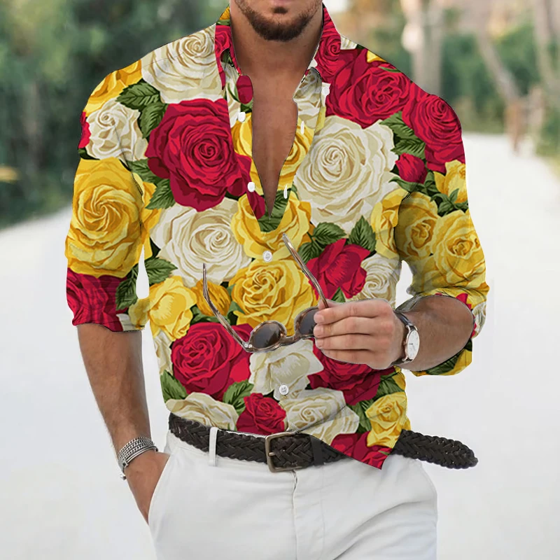 2022 Autumn Business Shirts Rose Print T Shirt Men Flower 3d Shirt Slim Fit Long Sleeve Casual Party Blouse Mens Clothing New 
2022 Autumn Business Shirts Rose Print T Shirt Men Flower 3d Shirt Slim Fit Long Sleeve Casual Party Blouse Mens Clothing New