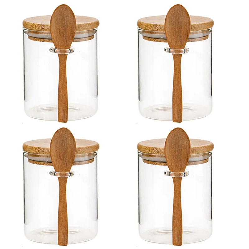 4X Glass Food Airtight Canister Castor Twist Lid Kitchen Candy Storage Tank Jar Bamboo Food Container With Wooden Spoon
4X Glass Food Airtight Canister Castor Twist Lid Kitchen Candy Storage Tank Jar Bamboo Food Container With Wooden Spoon