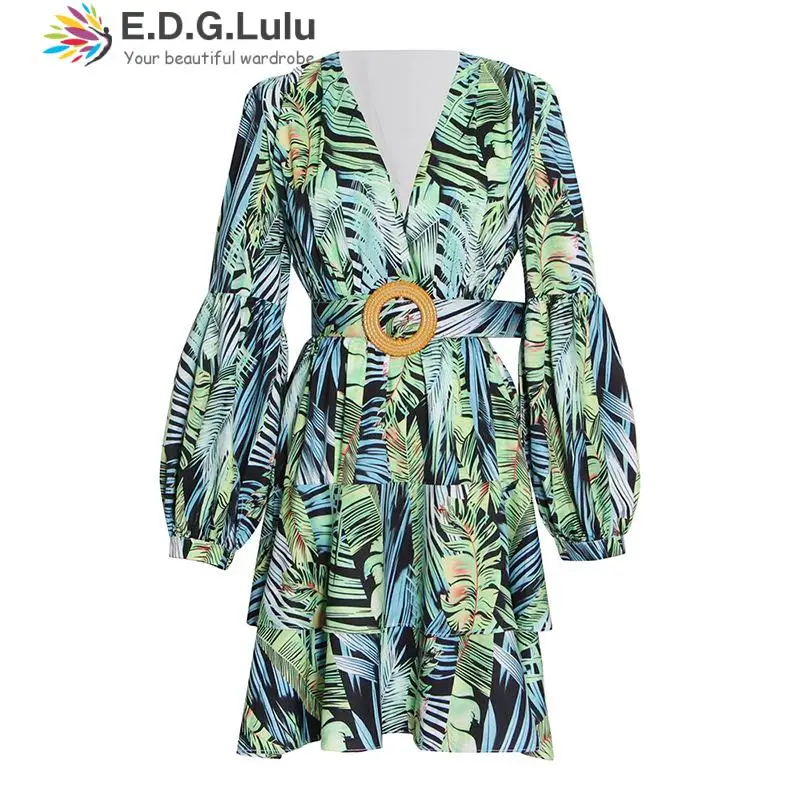 EDGLuLu Women Fashion Deep V-neck Long Sleeve Green Floral Dress Casual Elegant Bohemian Beach Lace-up A-line ChiffonDress 0111
EDGLuLu Women Fashion Deep V-neck Long Sleeve Green Floral Dress Casual Elegant Bohemian Beach Lace-up A-line ChiffonDress 0111