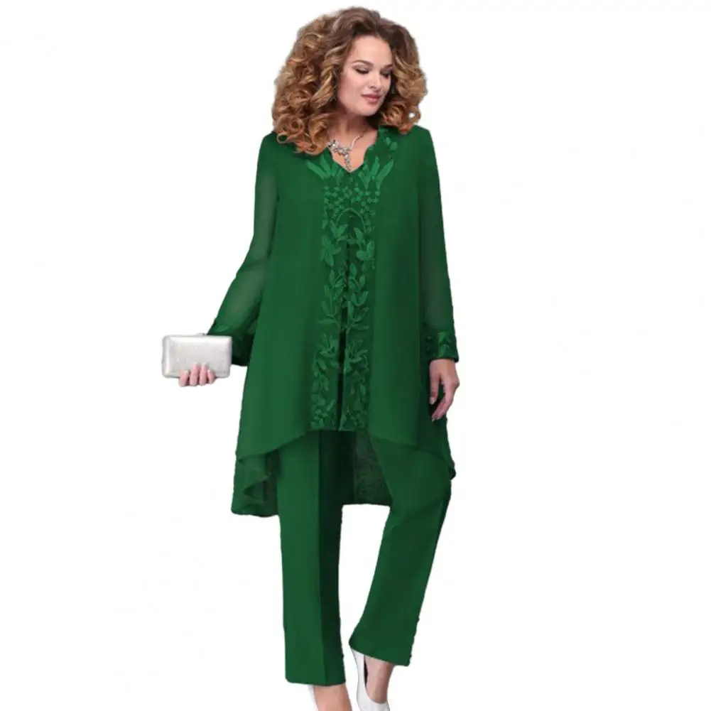Women Suit V-Neck Embroidery Irregular Long Shirt Top Pants 3-Piece-Set Loose Outfit 3Pcs/Set
Women Suit V-Neck Embroidery Irregular Long Shirt Top Pants 3-Piece-Set Loose Outfit 3Pcs/Set