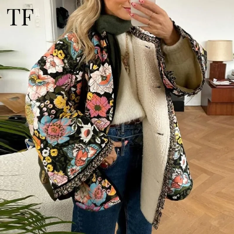 Autumn Winter Vintage Contrast Patchwork Overcoat Fashion Flower Printed Cotton Jacket Thick Warm Coat Casual Fashion Streetwear
Autumn Winter Vintage Contrast Patchwork Overcoat Fashion Flower Printed Cotton Jacket Thick Warm Coat Casual Fashion Streetwear