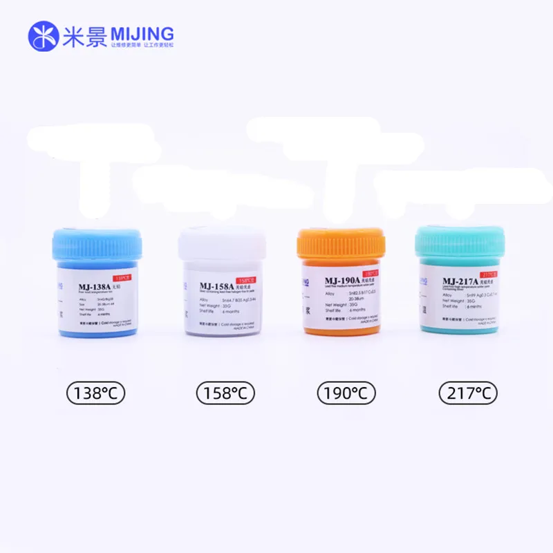 MIJING MJ-138A/158A/189A/190A/217A Containing Silver Solder Tin Paste Lead-free Factory Grade Solder Paste For PCB BGA Welding
MIJING MJ-138A/158A/189A/190A/217A Containing Silver Solder Tin Paste Lead-free Factory Grade Solder Paste For PCB BGA Welding