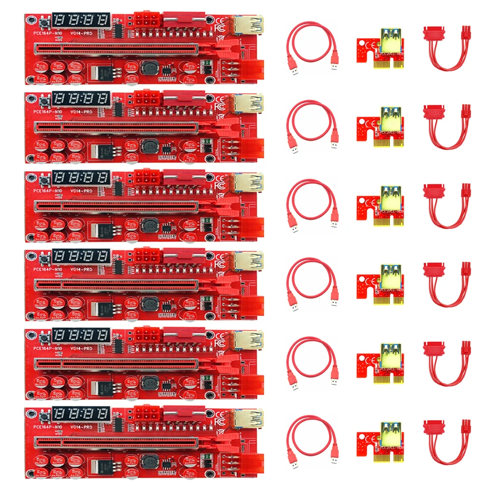 6PCS PCIE Riser V014 Pro Riser for Video Card Riser PCI Express X16 X1 SATA To 6Pin Power USB 3.0 Cable For Bitcoin Miner Mining
6PCS PCIE Riser V014 Pro Riser for Video Card Riser PCI Express X16 X1 SATA To 6Pin Power USB 3.0 Cable For Bitcoin Miner Mining