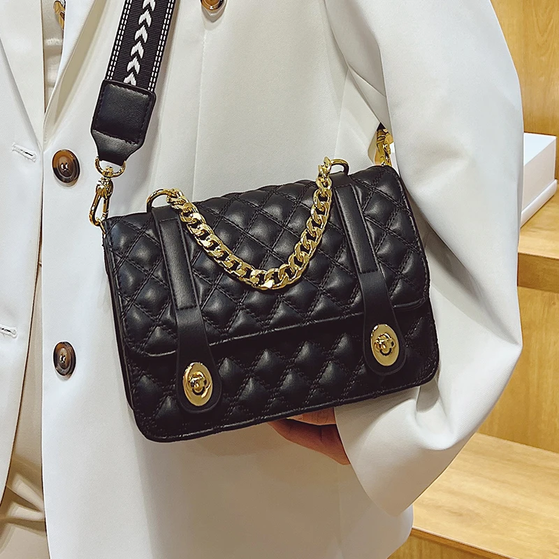 Vintage Small Flap Shoulder Bags for Women Wide Strap Messenger Bag Luxury Designer Chain Handbag Lady Solid Color Crossbody Bag
Vintage Small Flap Shoulder Bags for Women Wide Strap Messenger Bag Luxury Designer Chain Handbag Lady Solid Color Crossbody Bag