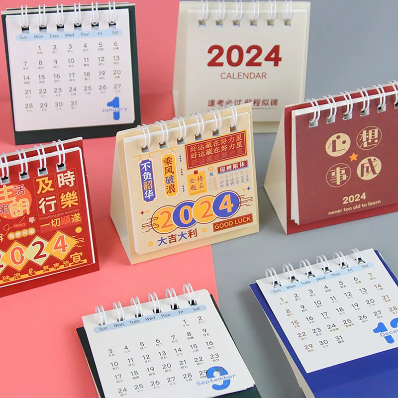 

2024 настольный мини-календарь офисные школьные принадлежности календарь стол запись времени календарь ежемесячный планировщик аксессуары для украшения стола