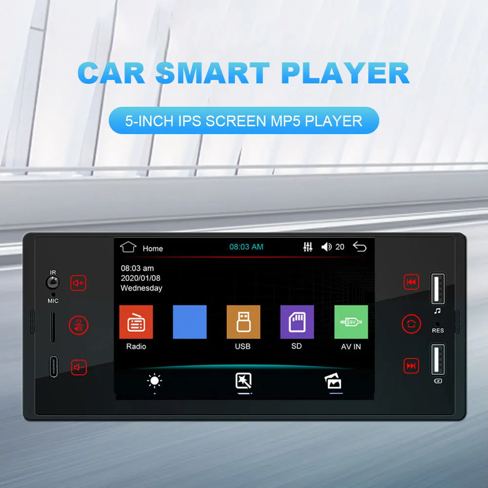 5 Inch Car MP5 Player Auto Reversing Video Bluetooth-compatible Portable Car Stereo Mirrorlink RAM 256GB 4 X 60W HD LCD Display
5 Inch Car MP5 Player Auto Reversing Video Bluetooth-compatible Portable Car Stereo Mirrorlink RAM 256GB 4 X 60W HD LCD Display