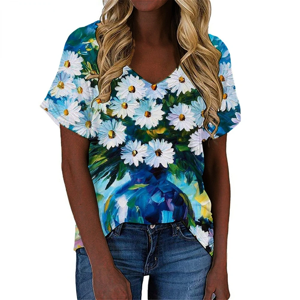 Women's Sun Flower T-Shirt Flowers Graphic T Shirt Floral 3D Print Cotton V-neck Shirt Art Abstract Tops Girls Harajuku Tees
Women's Sun Flower T-Shirt Flowers Graphic T Shirt Floral 3D Print Cotton V-neck Shirt Art Abstract Tops Girls Harajuku Tees