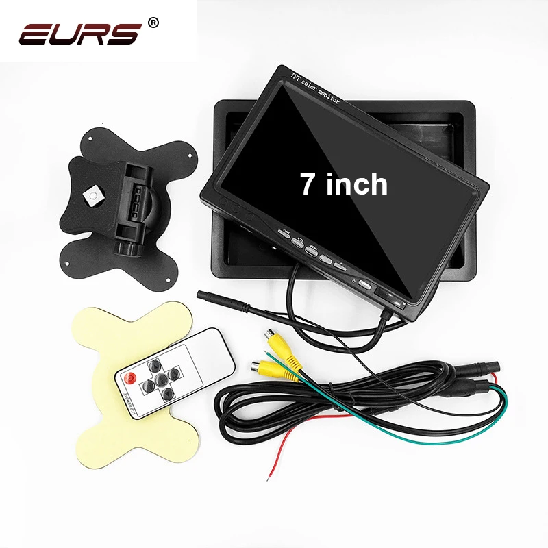 

EURS 7 Inch Car Monitor TFT LCD HD Digital 16:9 800*480 Screen 2 Way Video Input For Reverse Rear View Backup Camera DVD VCD