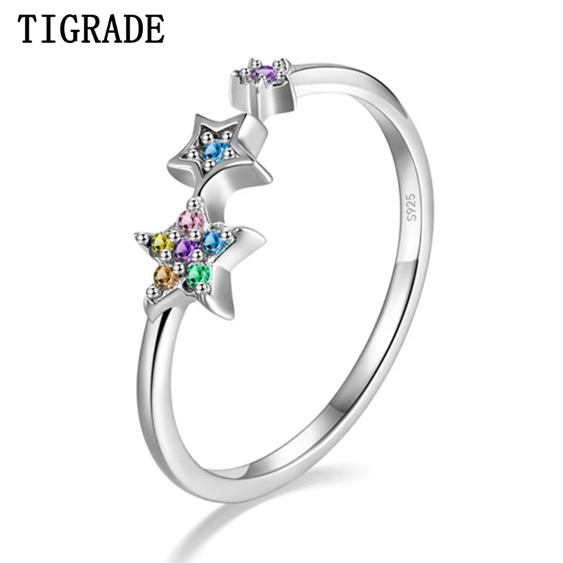 Tigrade 100% 925 Sterling Silver Star Open Rings For Women Girls Colored Zircon Adjustable Tail Ring Trendy Fine Jewelry Gift
Tigrade 100% 925 Sterling Silver Star Open Rings For Women Girls Colored Zircon Adjustable Tail Ring Trendy Fine Jewelry Gift
