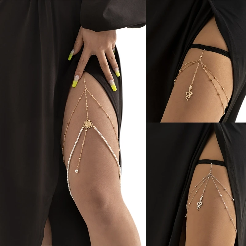 

Dangle Snake/Flower Tassel Thigh Chain Antislip Belt Bikini Nightclub Leg Decors