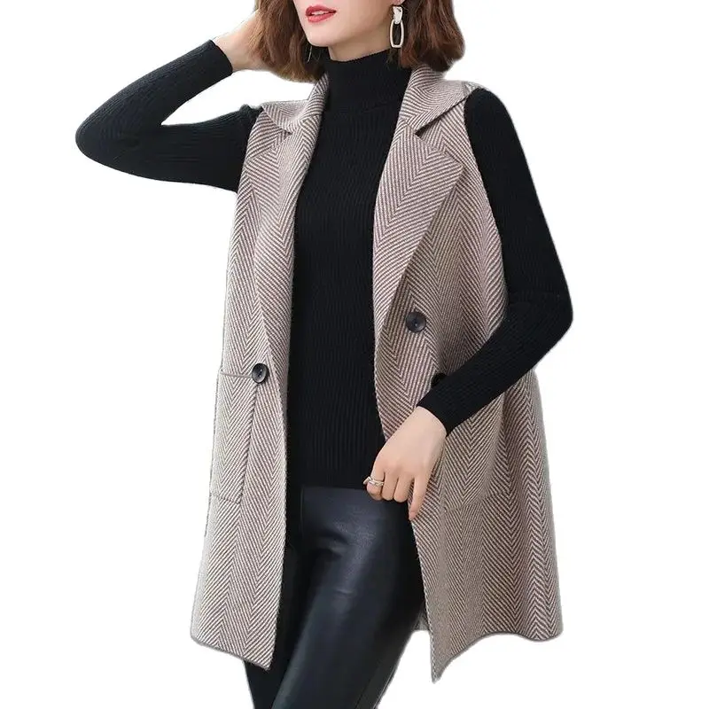 Fashion Ladies Vest 2022 New Mid-Length Wool Vest Jacket Young Mother Female Spring Autumn Sleeveless Waistcoat Outerwear Tops
Fashion Ladies Vest 2022 New Mid-Length Wool Vest Jacket Young Mother Female Spring Autumn Sleeveless Waistcoat Outerwear Tops