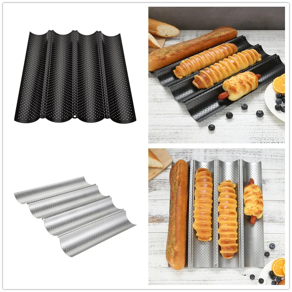 1pc Baguette Baking Tray 4 Rolls Loaf Pan Non-stick Coating Carbon Steel Bread Pan Wave Slots 38*33*2cm Black/Silver Easy Clean
1pc Baguette Baking Tray 4 Rolls Loaf Pan Non-stick Coating Carbon Steel Bread Pan Wave Slots 38*33*2cm Black/Silver Easy Clean