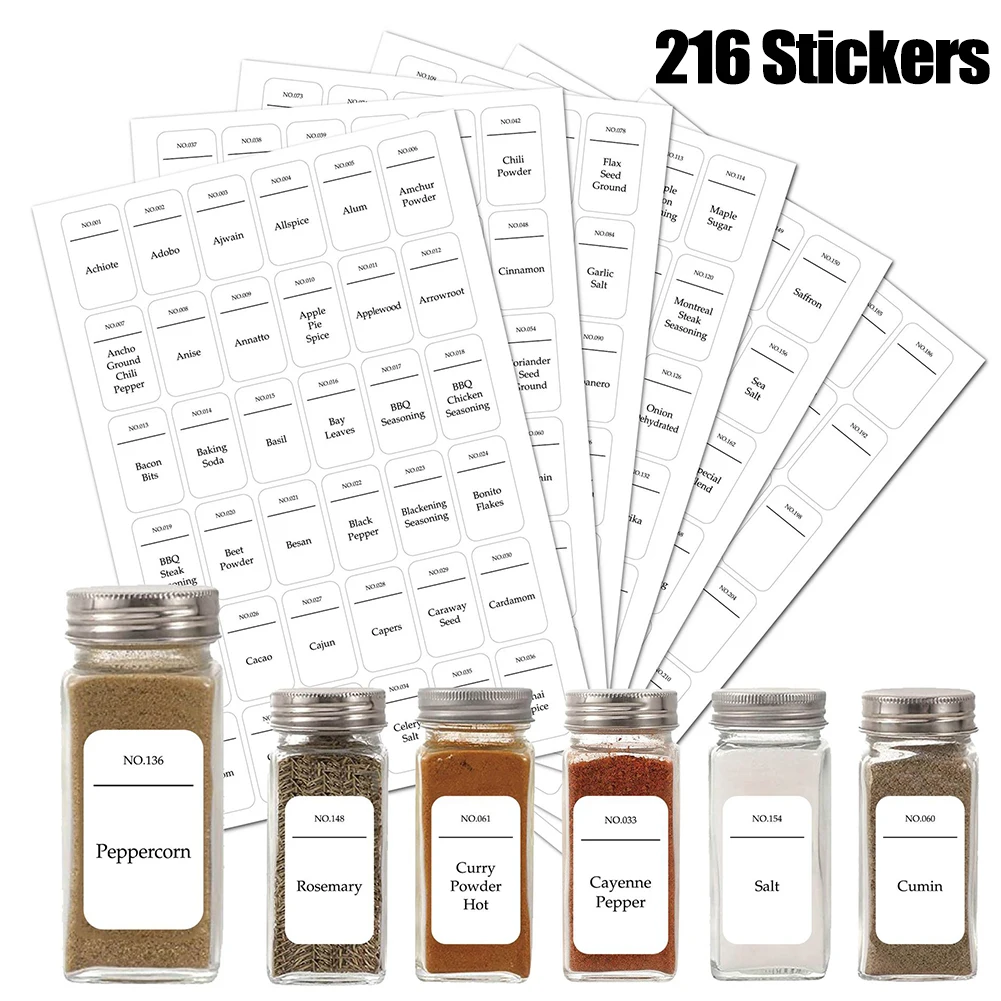 216PCS Self-taping Spice Jar Labels Stickers Pantry Waterproof Resistant Food Label Sticker For Kitchen Spice Jar Labels Sticker
216PCS Self-taping Spice Jar Labels Stickers Pantry Waterproof Resistant Food Label Sticker For Kitchen Spice Jar Labels Sticker