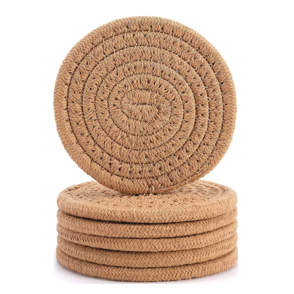 Eco Friendly Anti-Slip Heat Resist Hot Coffee Tea Cup Mug Drink Table Knitted Cotton Woven Braided Coaster
Eco Friendly Anti-Slip Heat Resist Hot Coffee Tea Cup Mug Drink Table Knitted Cotton Woven Braided Coaster
