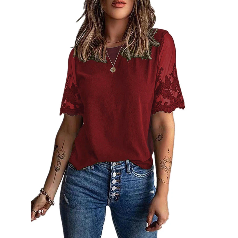 New Women'S Elegant Lace Patchwork See Through Lace Mesh Sleeve T-Shirt Sleeve Loose Tops For Offlice Lady Summer Pullover Shirt
New Women'S Elegant Lace Patchwork See Through Lace Mesh Sleeve T-Shirt Sleeve Loose Tops For Offlice Lady Summer Pullover Shirt