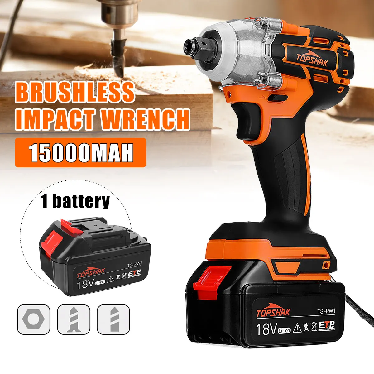 18V Electric Impact Wrench Brushless Wrench 15000Amh Li-ion Battery Hand Drill Power Tools compatible Makita Batterry
18V Electric Impact Wrench Brushless Wrench 15000Amh Li-ion Battery Hand Drill Power Tools compatible Makita Batterry