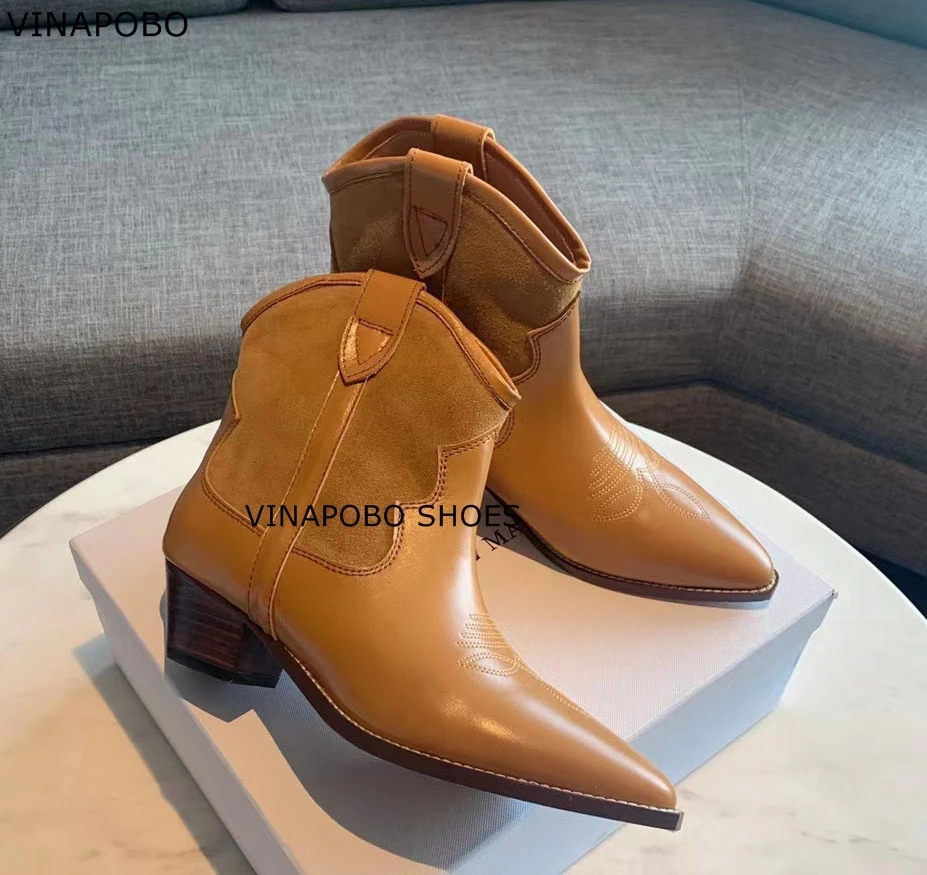 new Western Genuine Leather Boots Women Pointed Toe Mid Heel Ankle Boots Thick Square Heel Slip On Cowboy motorcycle Boots Women
new Western Genuine Leather Boots Women Pointed Toe Mid Heel Ankle Boots Thick Square Heel Slip On Cowboy motorcycle Boots Women