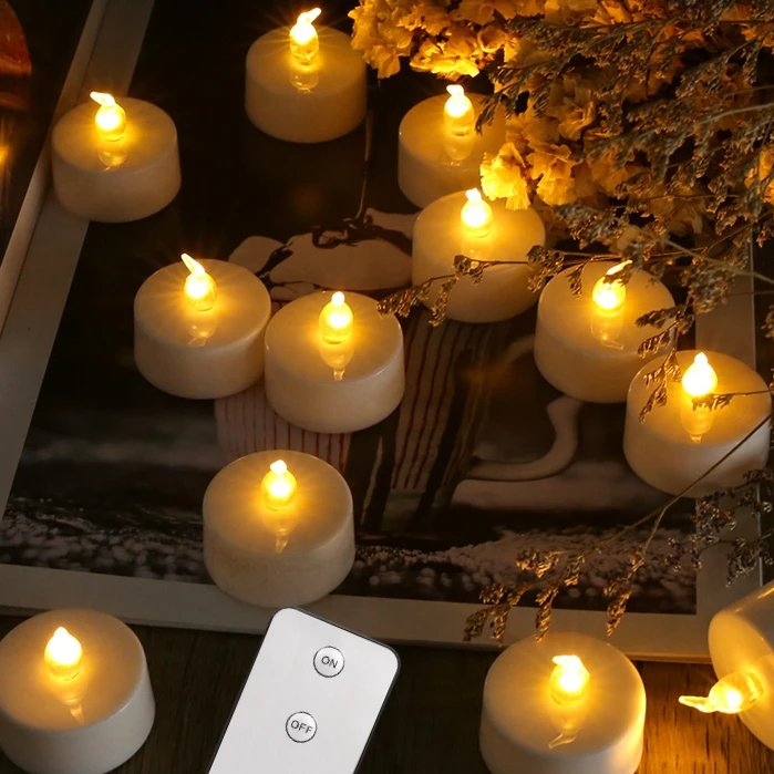 

Беспламенная светодиодная Электронная свеча с дистанционным управлением, светодиодное освещение с мерцающим пламенем, чайные светильники, Хэллоуин, Рождество, домашний декор