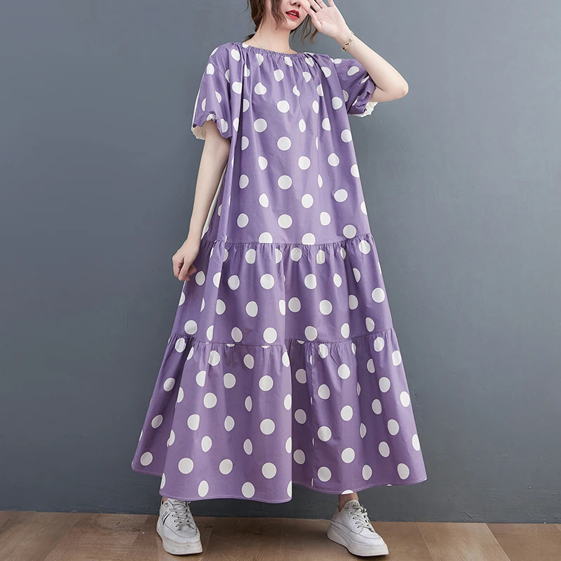 SuperAen 2022 Summer New Wave Point Printing Loose Oversized Thin O-Neck Puff Sleeve A-LINE Casual Dresses for Women
SuperAen 2022 Summer New Wave Point Printing Loose Oversized Thin O-Neck Puff Sleeve A-LINE Casual Dresses for Women