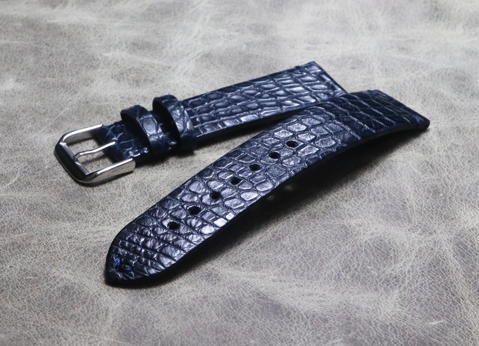 

Crocodile skin Blue watchband genuine leather bracelet Wristband 18mm 19mm 20mm 21mm22mm Thin section Soft watchband Watch Strap