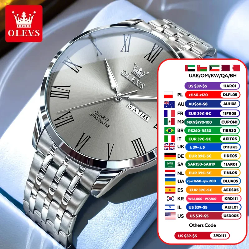 OLEVS мужские часы кварцевые для мужчин просто римские наручные серый циферблат