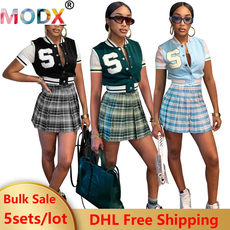 5 Sets Bulk Wholesale Baseball Skirt 2 Piece Women Summer Sets Outfit Short Sleeve Top Plaid Pleated Mini Skirts Y2k Cloth 7144
5 Sets Bulk Wholesale Baseball Skirt 2 Piece Women Summer Sets Outfit Short Sleeve Top Plaid Pleated Mini Skirts Y2k Cloth 7144